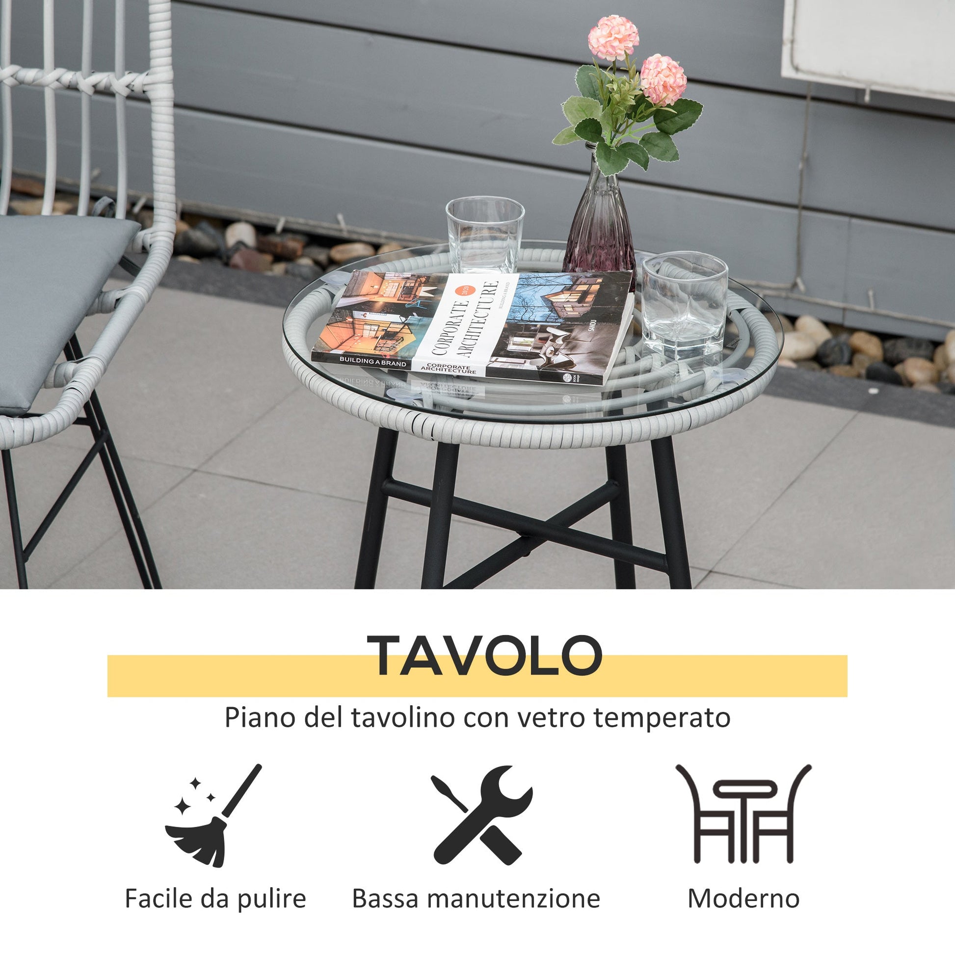 LAGOON | 3Pcs Garden Table and Chairs Set - Borgè