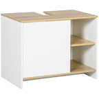 White with Wooden Top Bathroom Vanity | 77 x 45 x 60cm - Borgè