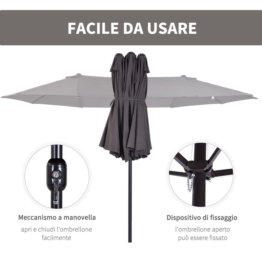 Grey Double Garden Umbrella | 4.6 x 2.4m - Borge' Group Limited