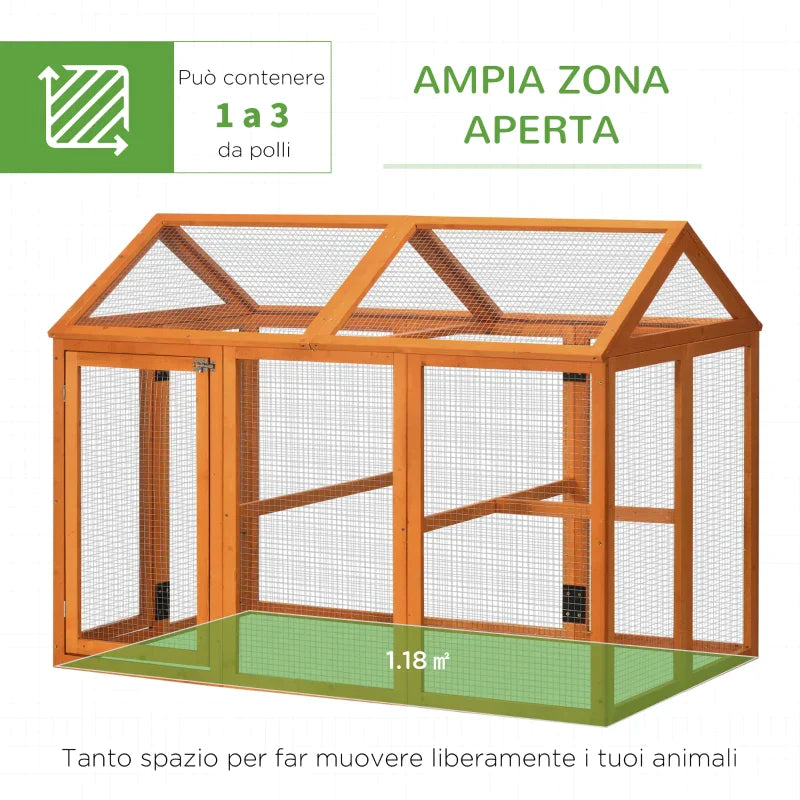 Wooden Chicken Coop with multiple doors | 140x88.5x106cm - Borgè