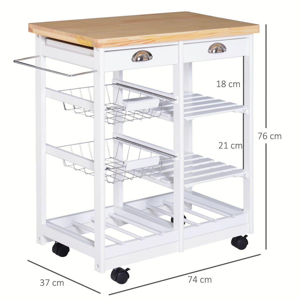 kitchen trolley with drawers and wooden and white holder - Borgè