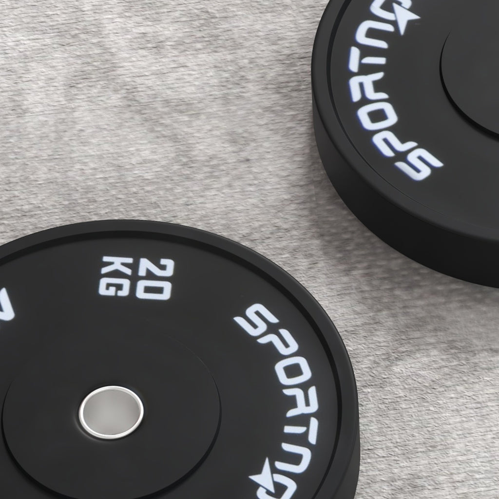 SportNow set of 2 20kg gym discs for barbell and dumbbells with Ã˜5cm, black attack - Borgè