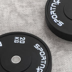 SportNow set of 2 20kg gym discs for barbell and dumbbells with Ã˜5cm, black attack - Borgè
