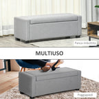 Ottoman Fabric Bench with Fabric Container Compartment, 120x50x44cm - Grey - Borgè