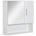 Kleankin Wooden Bathroom Mirror with 2 doors and open shelf, 54x15.2x55.3cm, White - Borgè