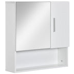 Kleankin Wooden Bathroom Mirror with 2 doors and open shelf, 54x15.2x55.3cm, White - Borgè