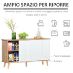 Mobile with adjustable shelves and sliding doors - white oak - Borgè