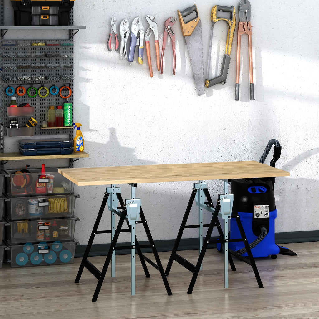 Set 2 Work Cavalllets Folding Telescopic Height Adjustable in steel pipes - Borgè