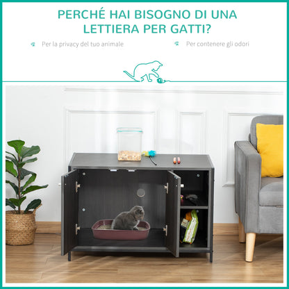 PAWHUT Mobile for Cats Little Cats with shelf and 2 magnetic doors, in wood and steel, 83x51x55cm - Borgè