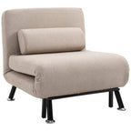 Single Bed armchair with mattress and padded cushion in beige metal frame - Borgè