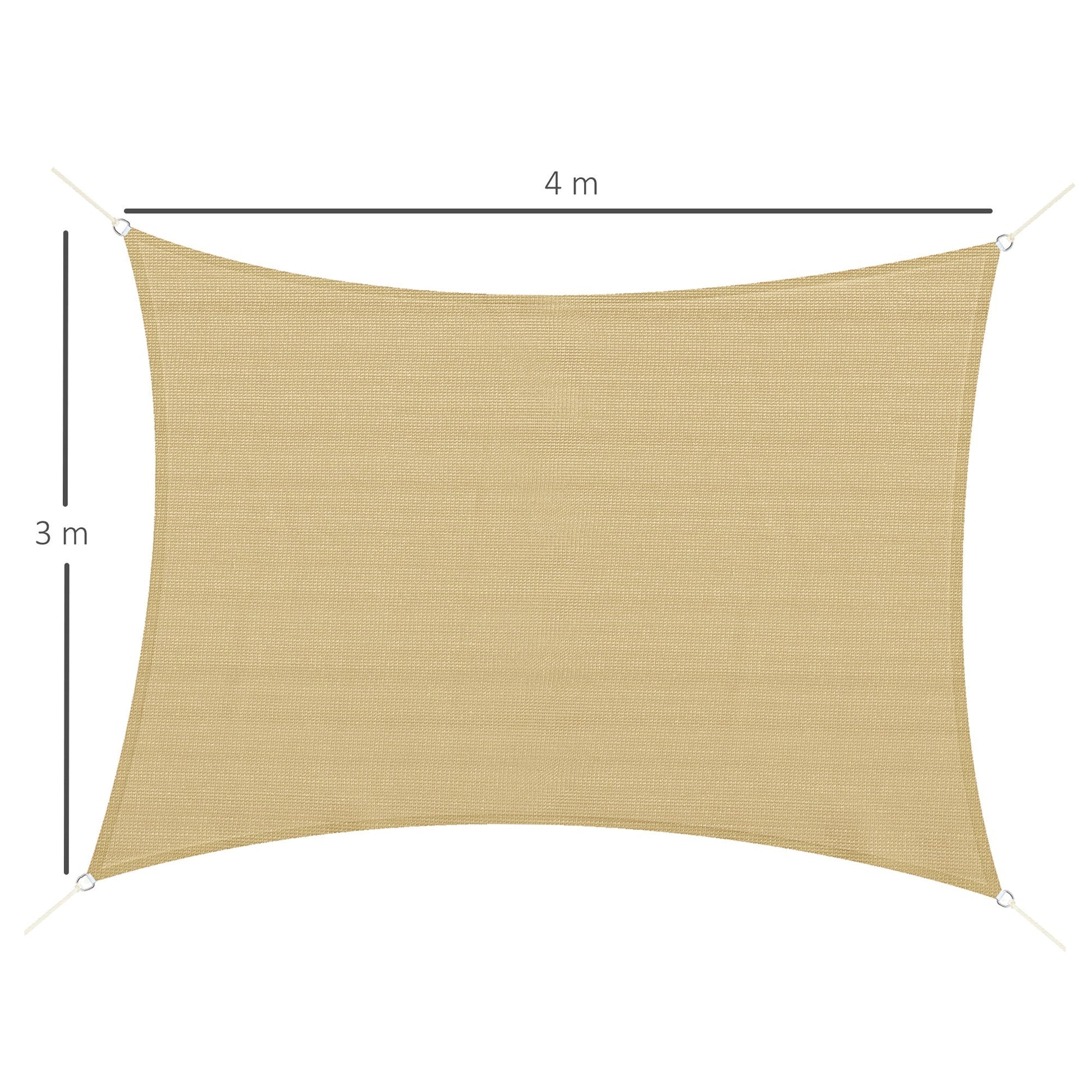 Outsunny sail shade rectangular 4x3 m beige in HDPE with accessories and travel bag included - Borgè