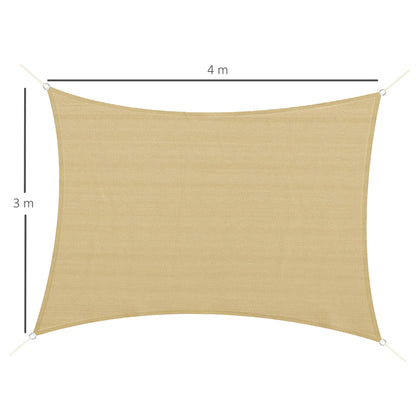 Outsunny sail shade rectangular 4x3 m beige in HDPE with accessories and travel bag included - Borgè