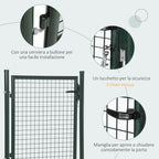 Garden gate in steel with lock and 3 keys, 97x150cm, green - Borge' Group Limited