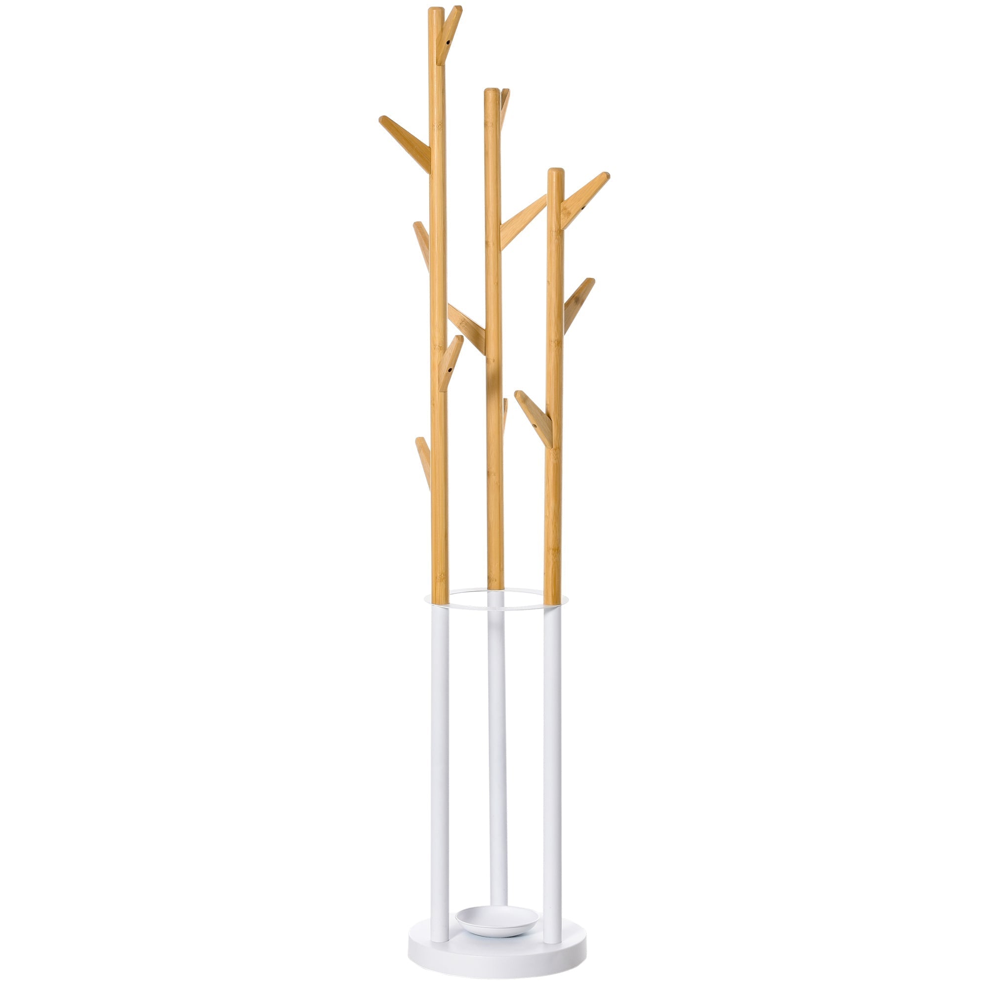 bends from the ground with napkin holders and 13 hooks, metal and bamboo, wood and white - Borgè