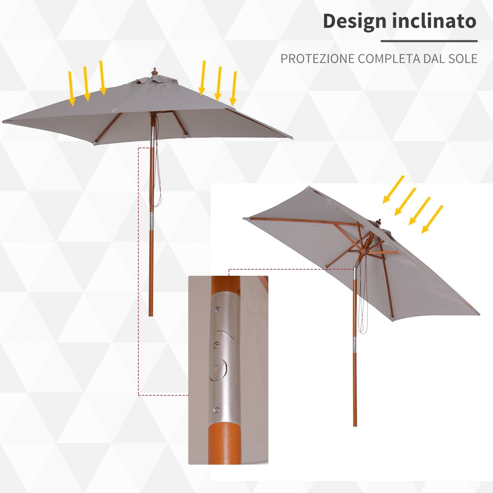 AUSTIN | Grey Inclinable Garden Umbrella - Borge' Group Limited