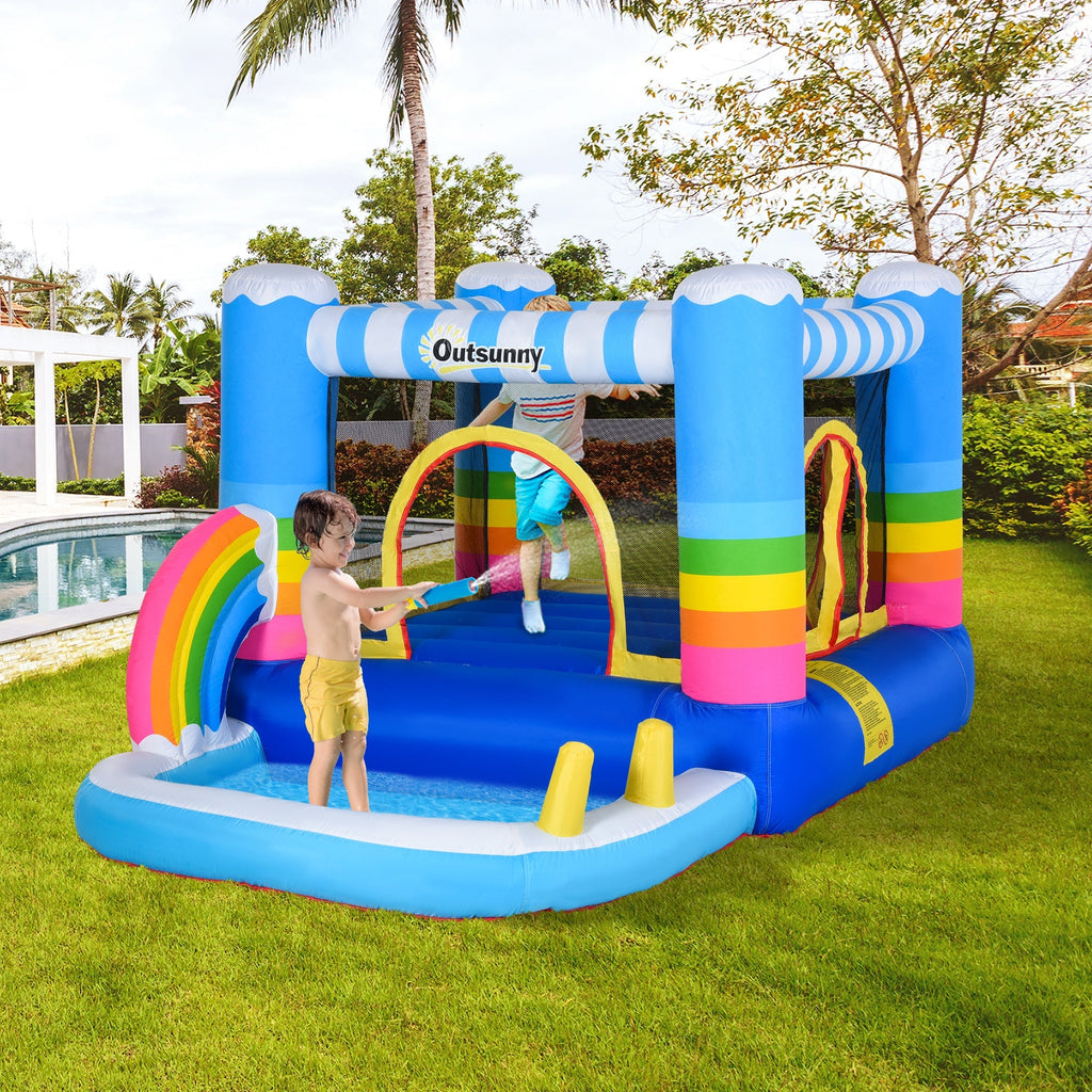Inflatable Castle for Children with Trampoline and Pool, Electric Pump Included 280x170x155cm, Multicolor - Borge' Group Limited