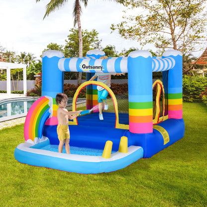 Outsunny inflatable castle for children with trampoline and pump pool included - Borgè