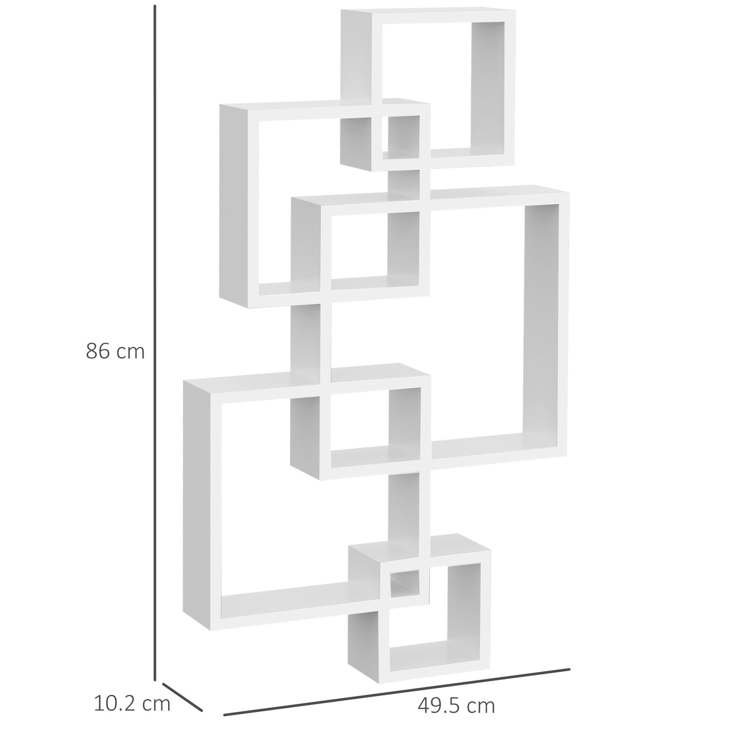 Homonda Modern Library suspended with 5 woven cubes, 49.5x10.2x86cm, white