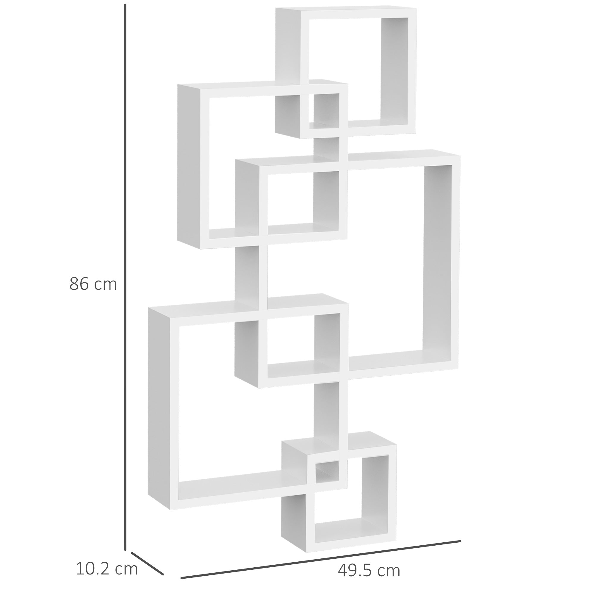 Homonda Modern Library suspended with 5 woven cubes, 49.5x10.2x86cm, white - Borgè