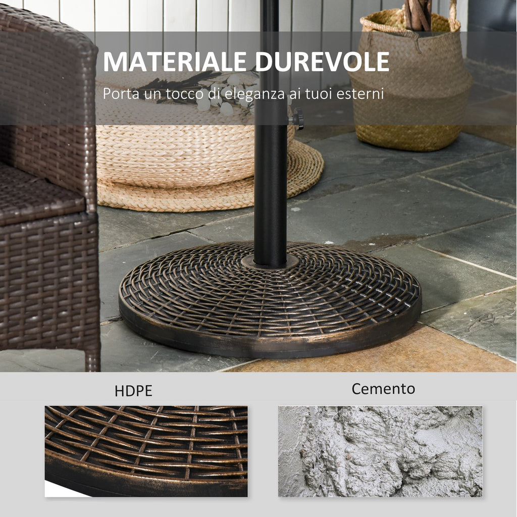 25kg Round Plastic Rattan Effect Umbrella Base for 35mm, 38mm, 48mm Poles - Borge' Group Limited