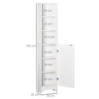 Homcom Bathroom Column with 3 -level shelf and locked locker, in MDF and chipboard, 34x20x165 cm, white - Borgè
