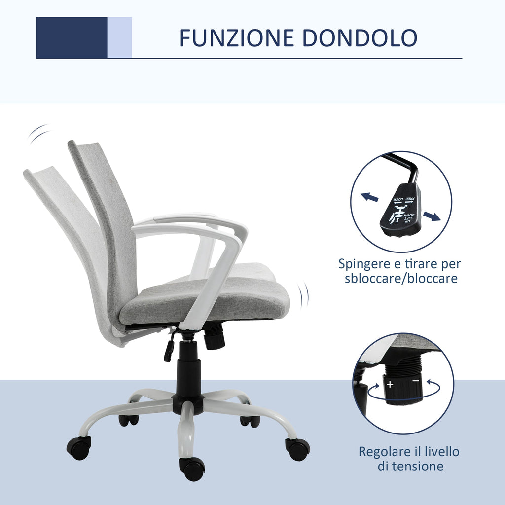 Ergonomic and swivel from office chair, adjustable height in Grey fabric, 61x61x89-99cm - Borgè
