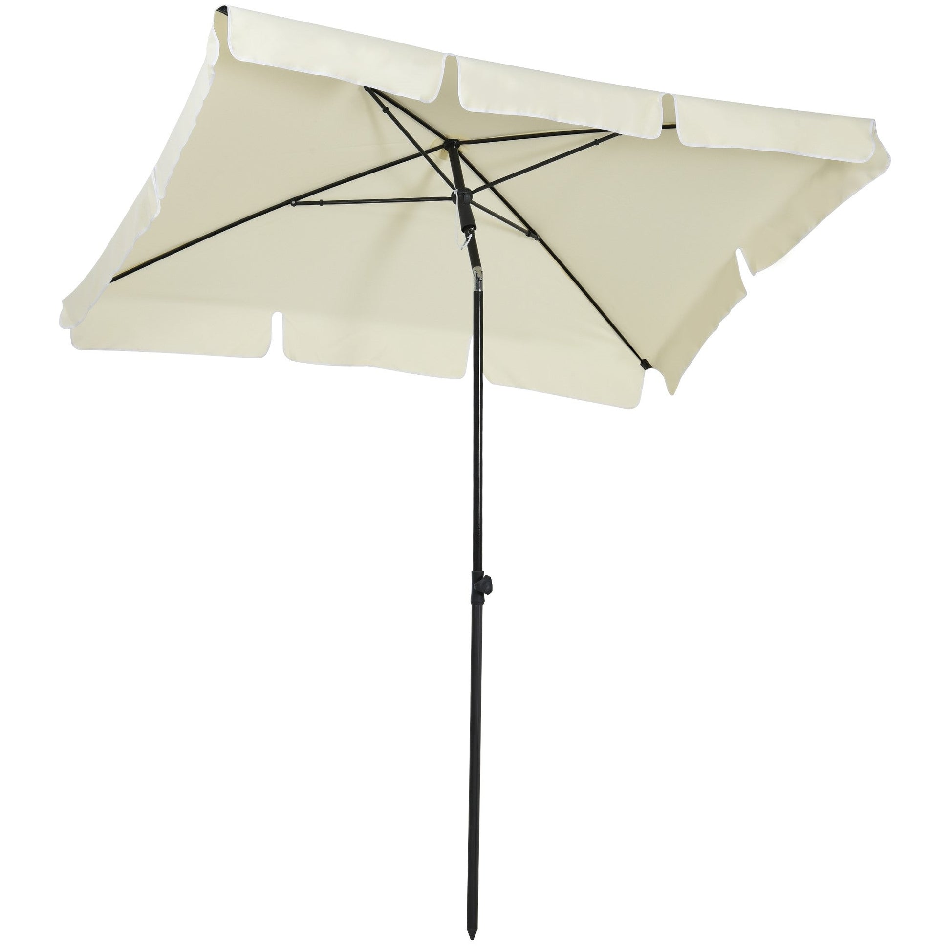 Outsunny rectangular parasol with inclinable pole in cream polyester - Borgè