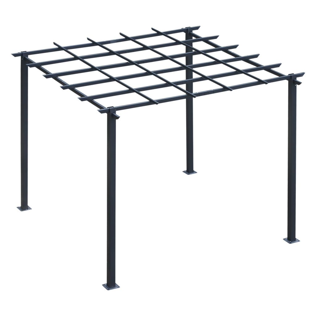 Gazebo Garden Pergola 3x3m Decorable with Black Metal Climbing Plants - Borge' Group Limited