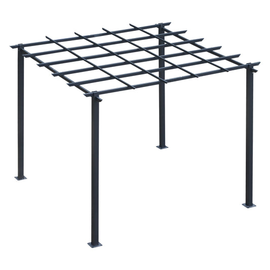 Outsunny Gazebo Pergola from Decorable Garden Climbing Iron Balloons 297x295x230cm Black - Borgè