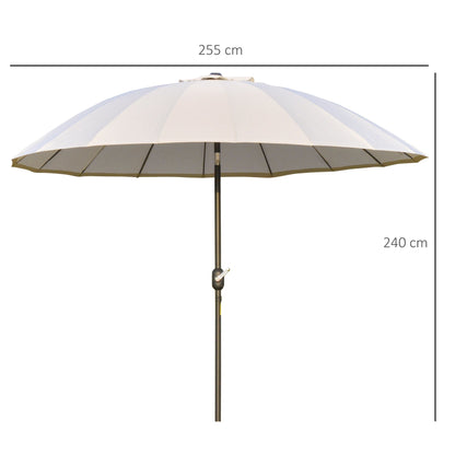 Outsunny Garden umbrella inclination and with crank ф255cm white cream - Borgè