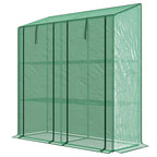 Outsunny garden greenhouse with pear coverage, 6 shelves and 2 roller shown doors, 143x46x151cm, green - Borgè