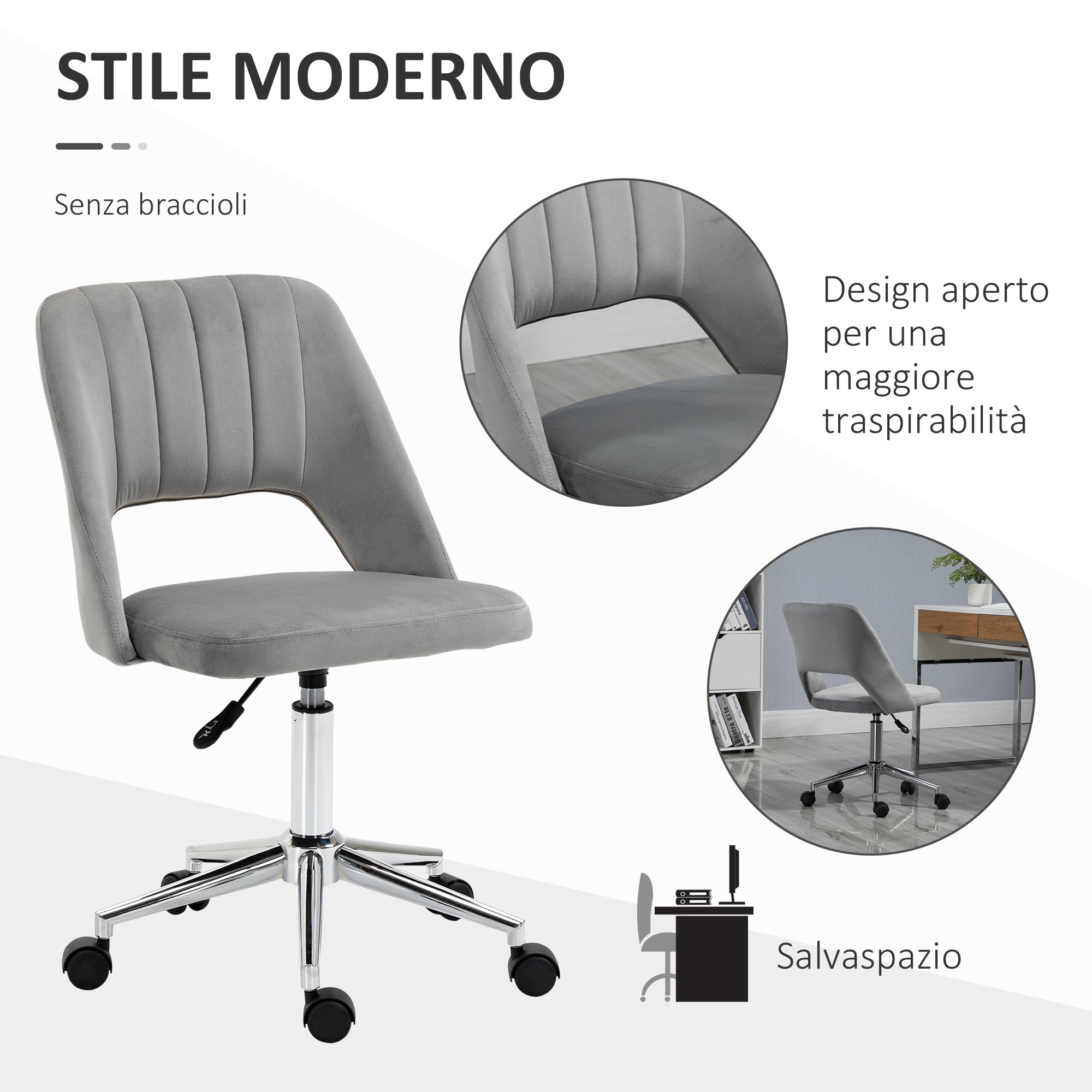 Winter chair of house padding swivel and adjustable height - Grey height - Borgè