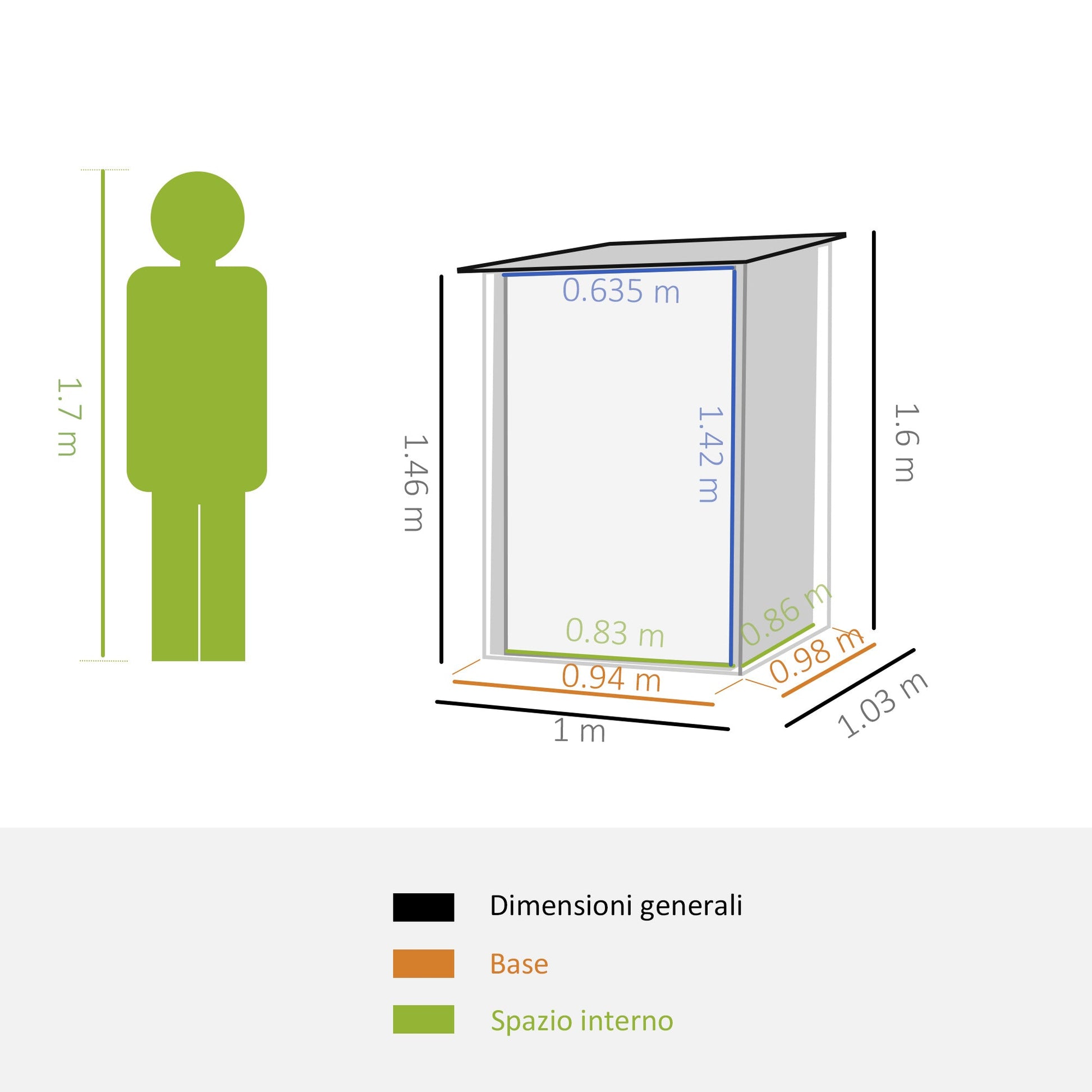 Outsunny garden house holder holder in steel sheet metal with lock, 100x103x160cm - Grey - Borgè