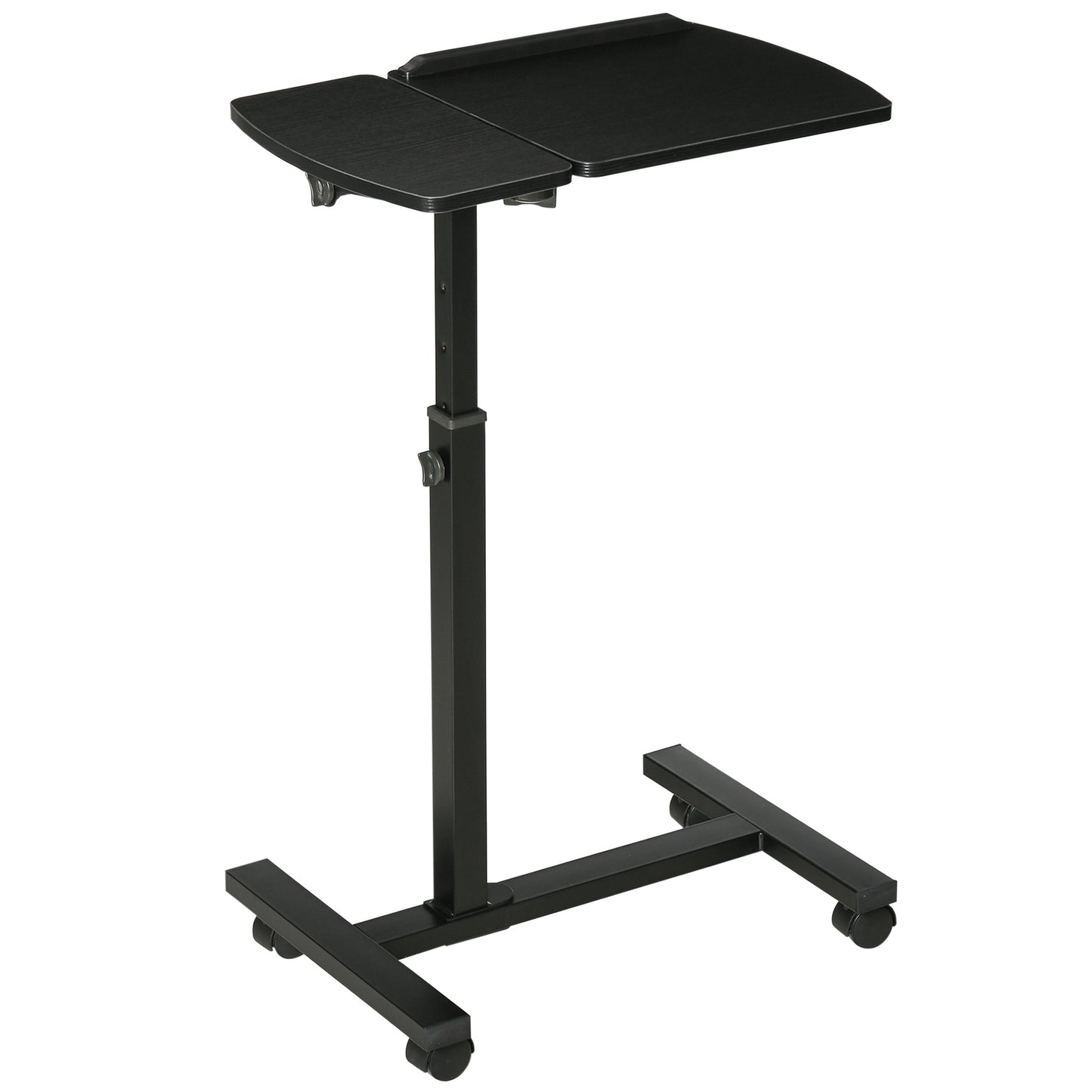 PC Table Takeable tilted with adjustable height and wheels 58x34x72-90cm, black