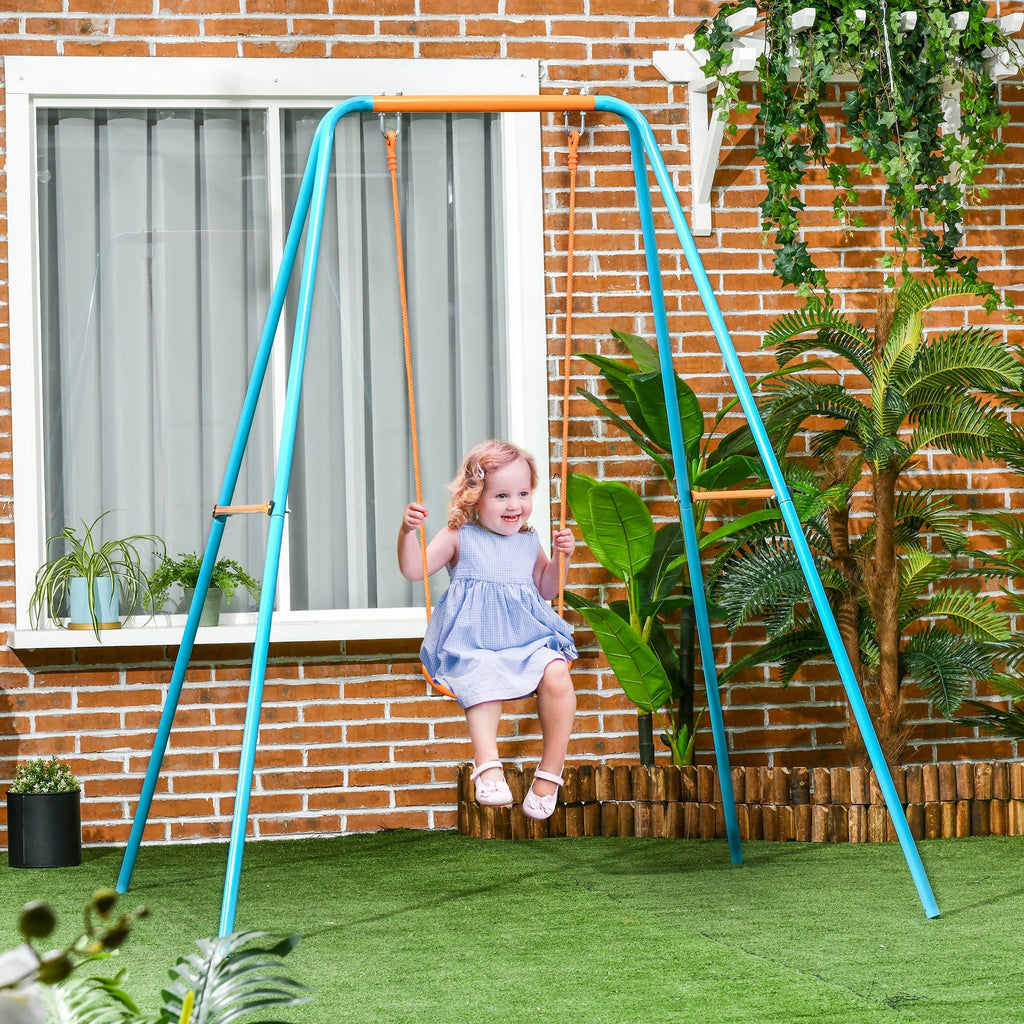 Outsunny swing for children 3-8 years as a garden in steel and pe with seat and pickets, 163x145x181 cm - Borgè