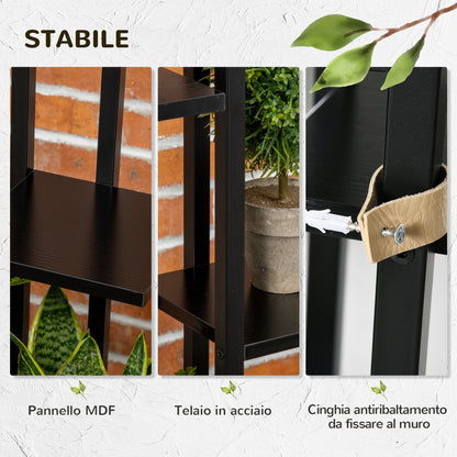 Outsunny Scaletta 5 levels for interiors and outdoors in mdf and steel, 40x22x113 cm, black - Borgè