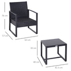 MARLO | Outdoor Furniture Balcony Set, Table and 2 Chairs with Cushions - Borge' Group Limited