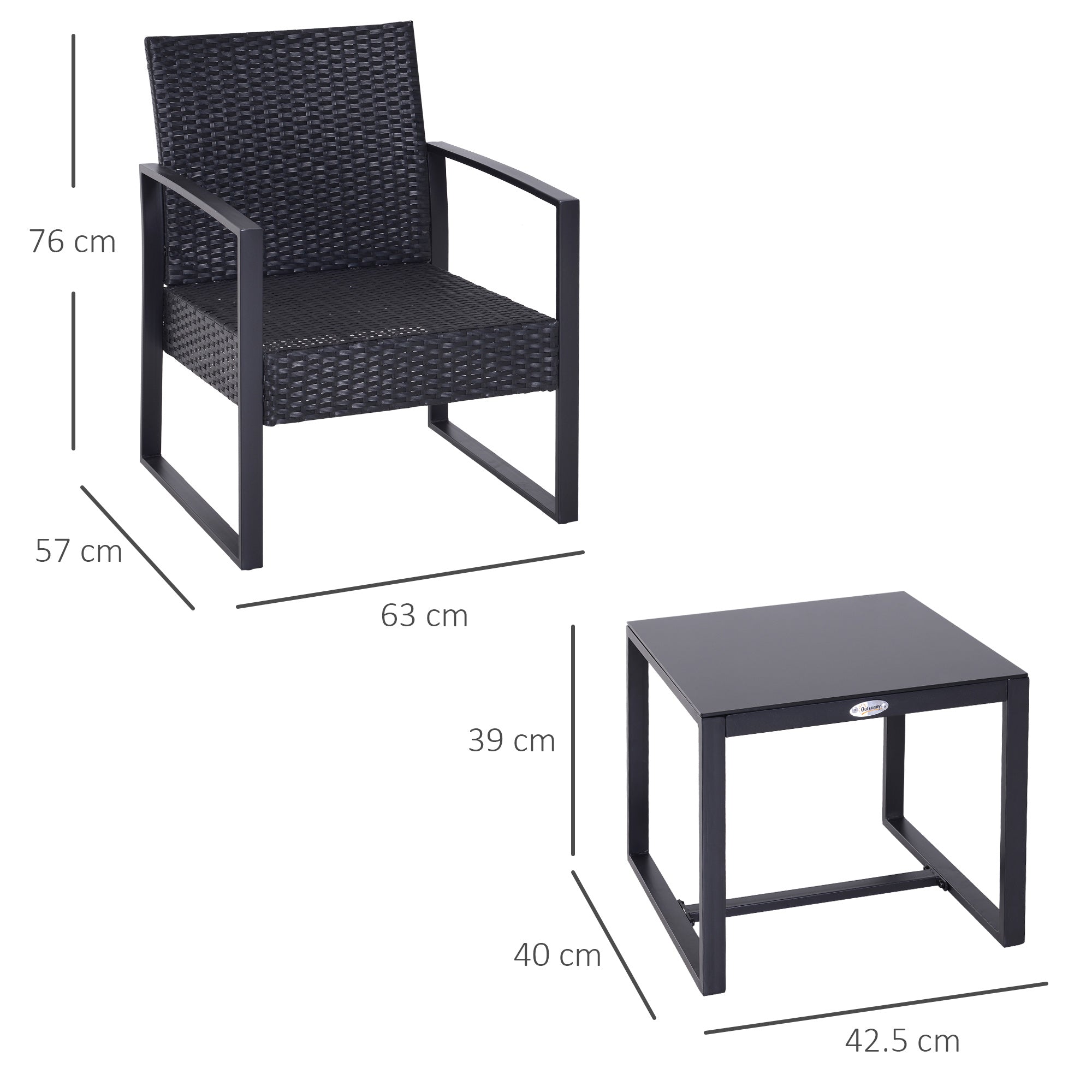 MARLO | Outdoor Furniture Balcony Set, Table and 2 Chairs with Cushions - Borge' Group Limited