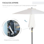 2.3x2.2m Tilting Garden Umbrella with Crank, Metal Pole and 6 Ribs, Cream - Borge' Group Limited