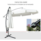 Garden Umbrella with Metal and Polyester Arm and Crank Opening, Ø2.7x2.7 m, Beige - Borge' Group Limited