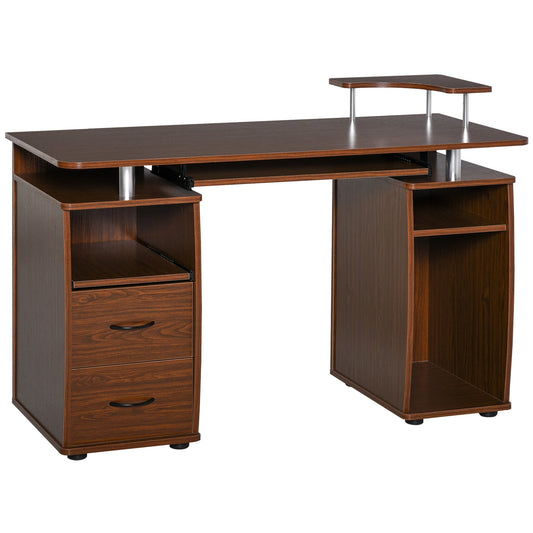 Desk PC Wooden Door With Drawers And Home Keyboard and Walnut Office - Borgè