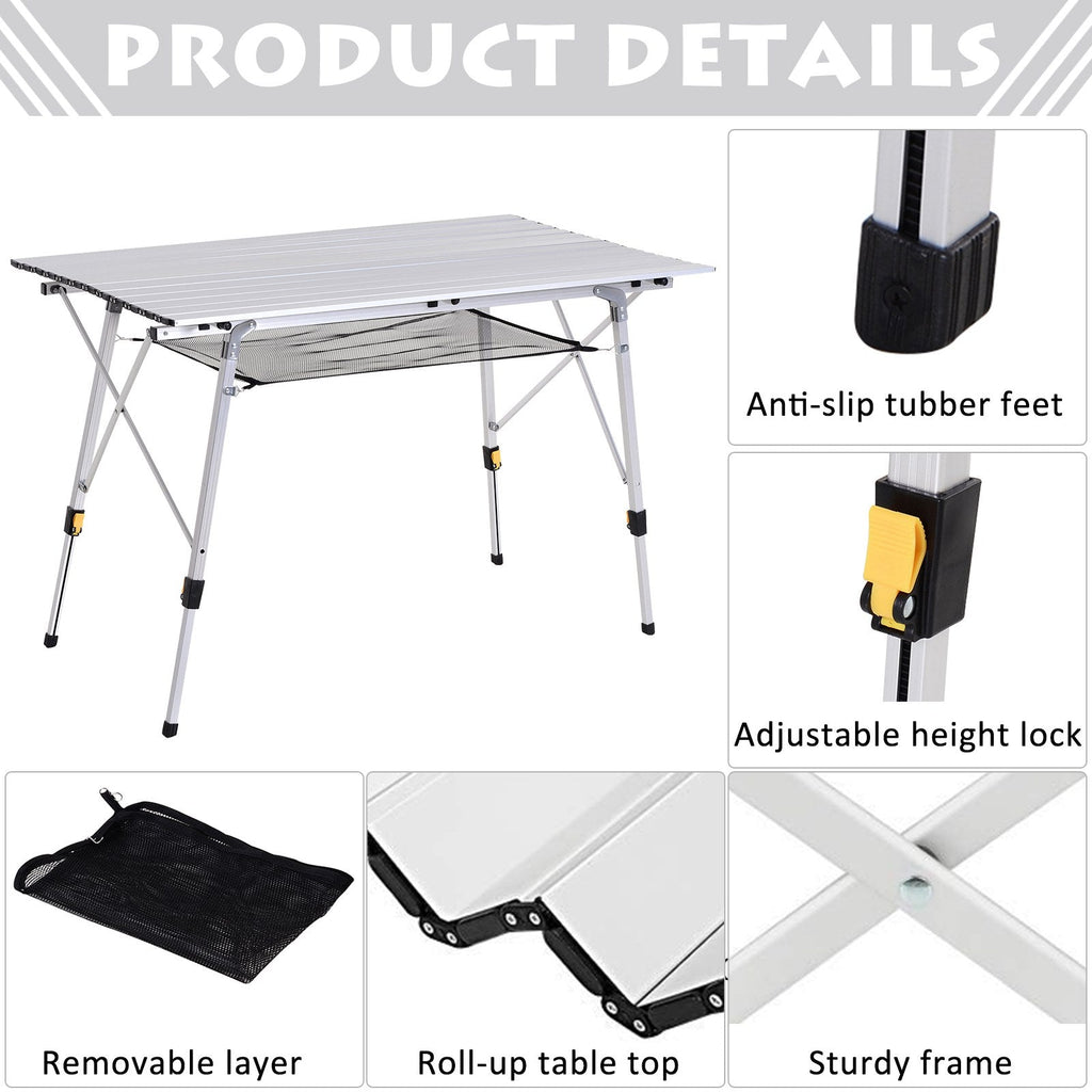 Outsunny Multifunction Folding Camping Table Aluminum with adjustable case and height supports up to 40 kg - Borgè
