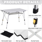 Outsunny Multifunction Folding Camping Table Aluminum with adjustable case and height supports up to 40 kg - Borgè