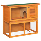 Two-Story Rabbit Hutch, Outdoor Rabbit Hutch with Spruce Wood House, 90x45x80 cm - Borge' Group Limited
