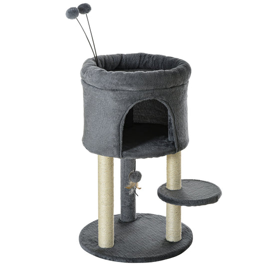 Cat Tree for cats with Scratch Pole, 44.5x44.5x73.5cm, Grey - Borgè