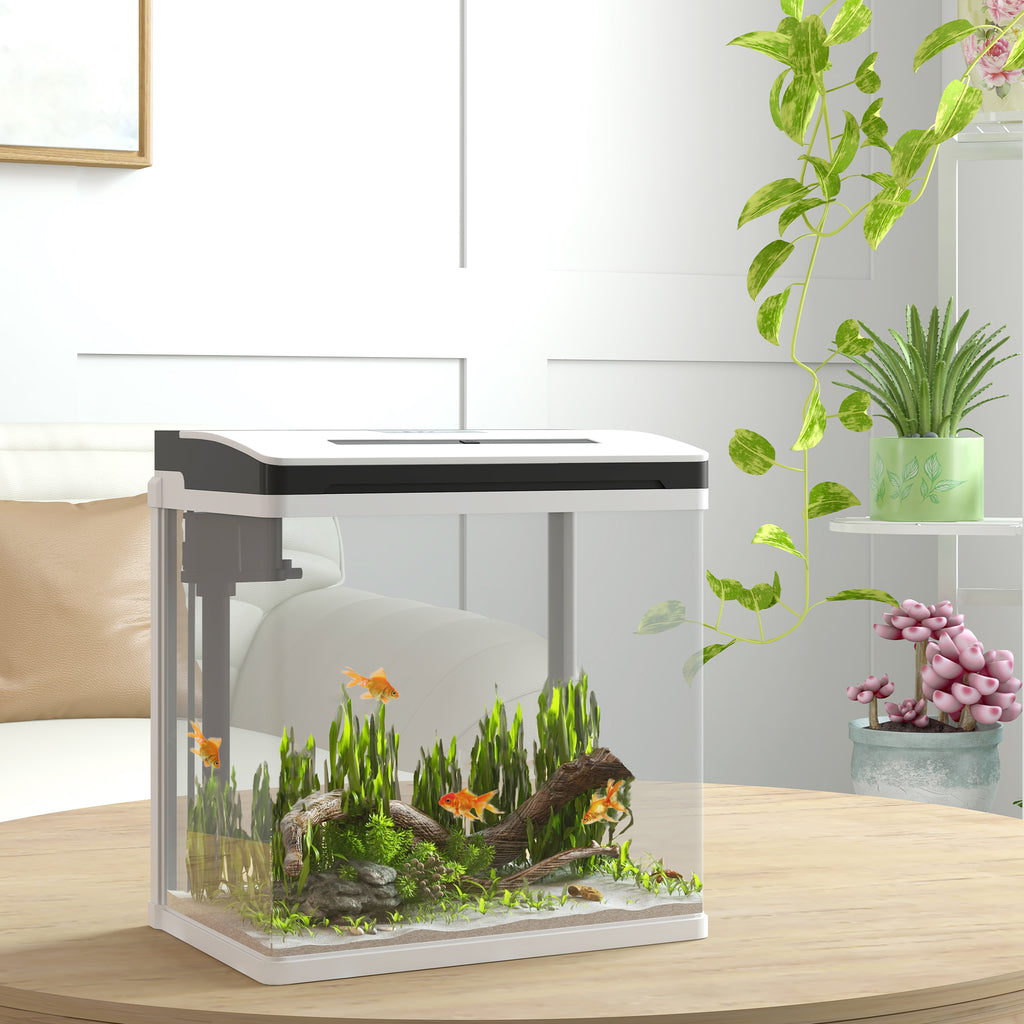 13L Aquarium Pawhut from LED lighting with ventilation holes, in HD and ABS glass, 29L x 20p x 30.5a cm - Borgè