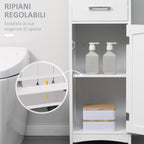 kleankin bathroom cabinet with 3 -level shelf, 1 drawer and 1 cabinet, 34x30x163cm - Borgè