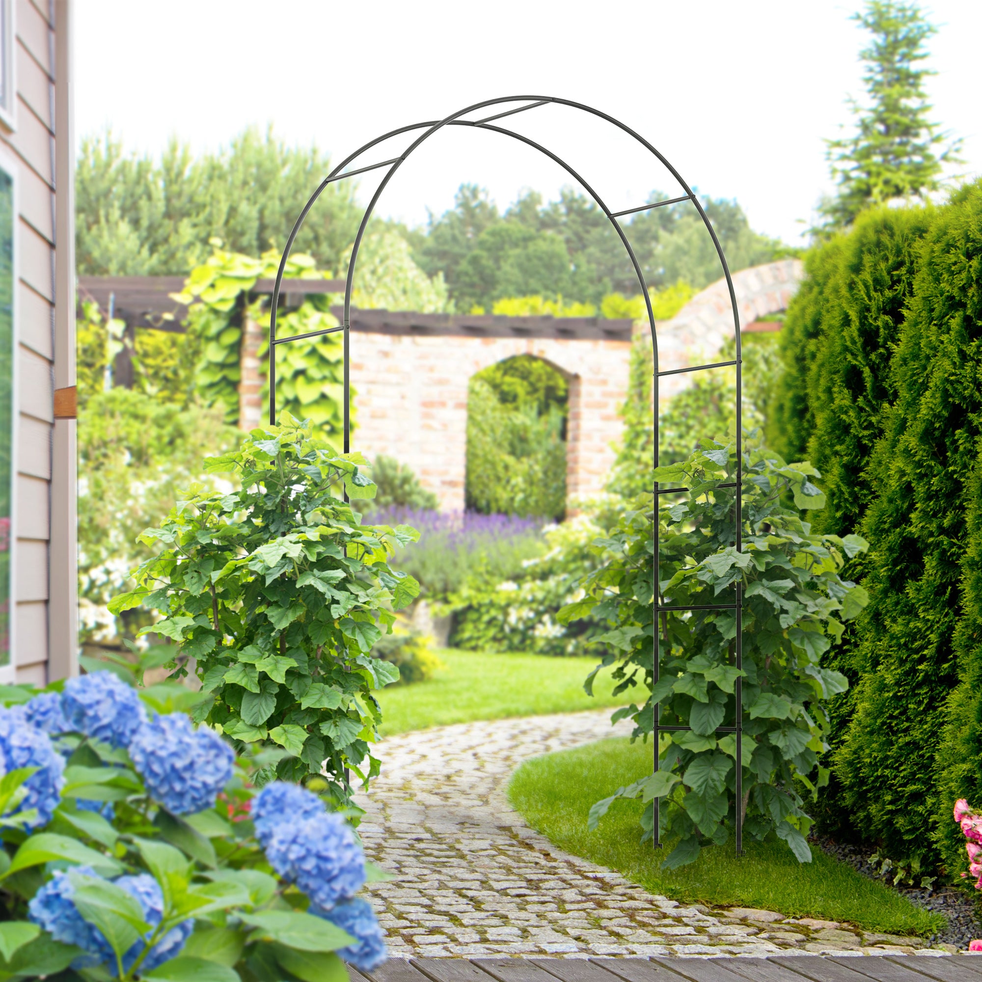Outsunny arch for metal and outdoor metal climbing, 140x40x240cm, black - Borgè