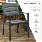 Extendable Glass Table and 6 Chairs Garden Set with Breathable Seat, Dark Grey - Borge' Group Limited