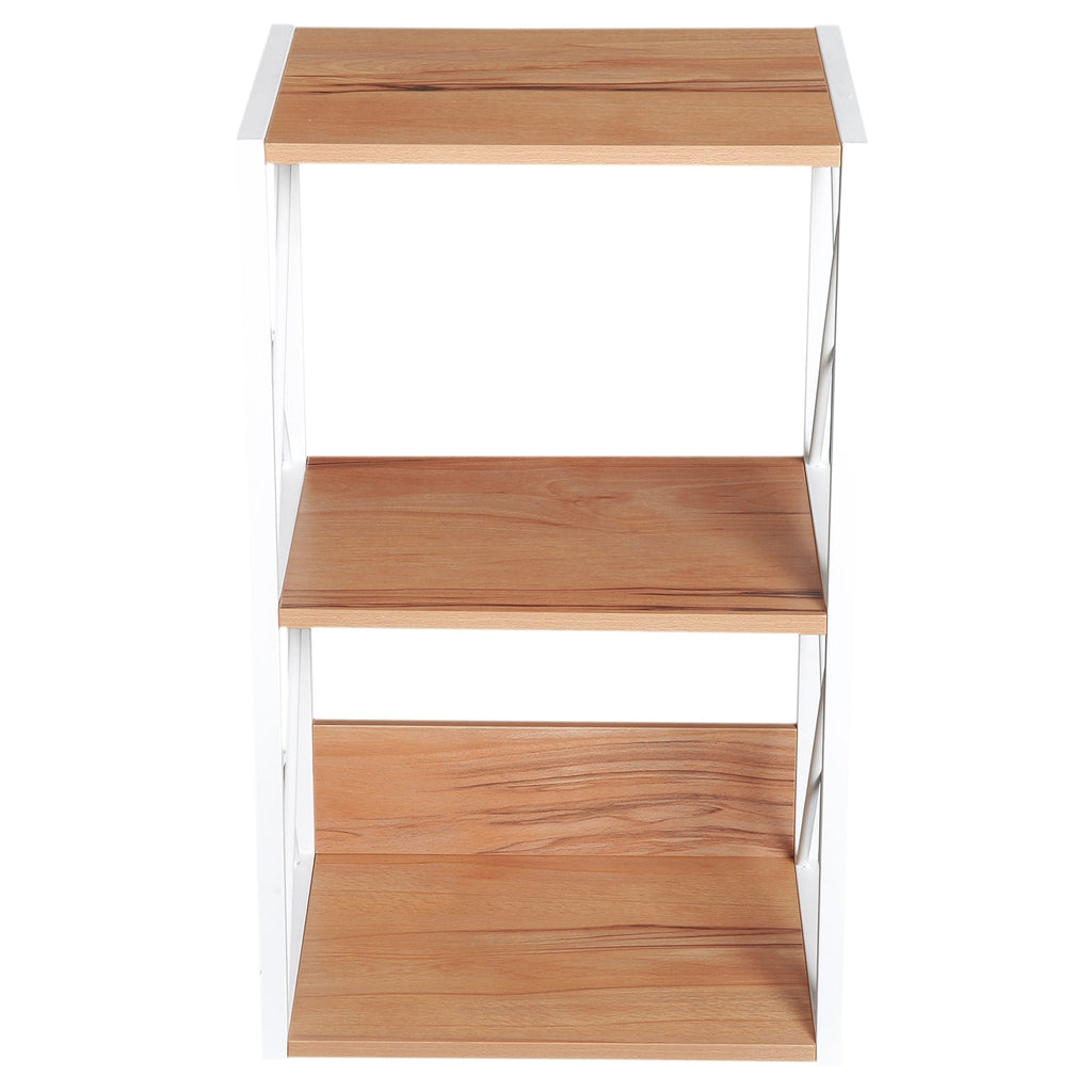 Cabinet shelf bookcase 3 shelves with white steel structure and wooden shelves 44x35x72.5cm - Borgè